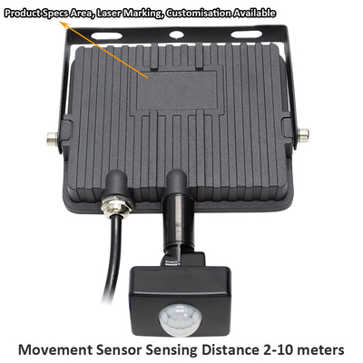 Black 30W PIR LED Flood Light with Remote Control Custom Wattages Available CE RoHS Certified