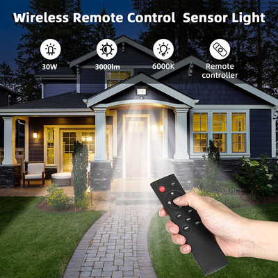 Black 30W PIR LED Flood Light with Remote Control Custom Wattages Available CE RoHS Certified
